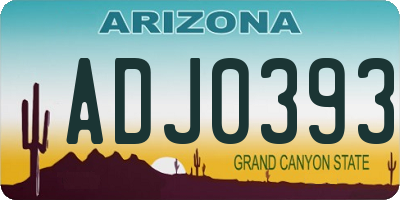 AZ license plate ADJ0393