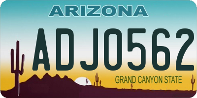 AZ license plate ADJ0562