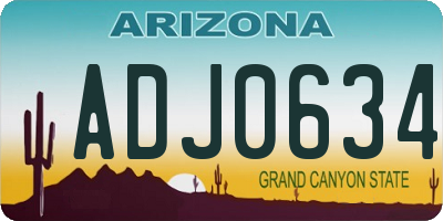 AZ license plate ADJ0634