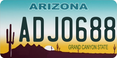 AZ license plate ADJ0688