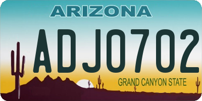 AZ license plate ADJ0702