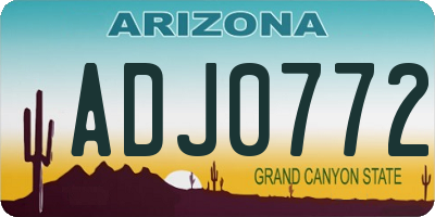 AZ license plate ADJ0772