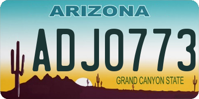 AZ license plate ADJ0773