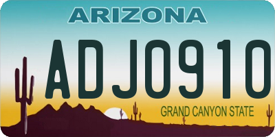 AZ license plate ADJ0910