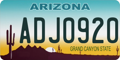 AZ license plate ADJ0920