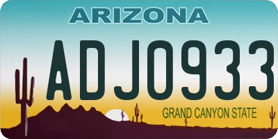 AZ license plate ADJ0933