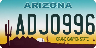 AZ license plate ADJ0996