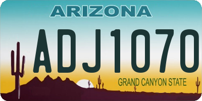 AZ license plate ADJ1070