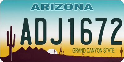AZ license plate ADJ1672