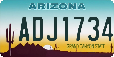 AZ license plate ADJ1734