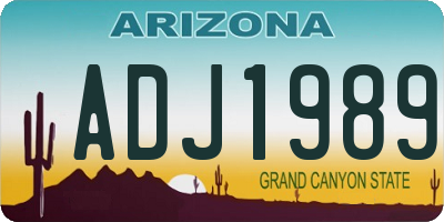 AZ license plate ADJ1989