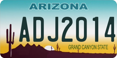 AZ license plate ADJ2014