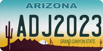 AZ license plate ADJ2023