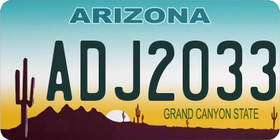 AZ license plate ADJ2033