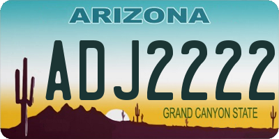 AZ license plate ADJ2222