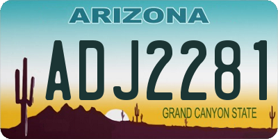 AZ license plate ADJ2281