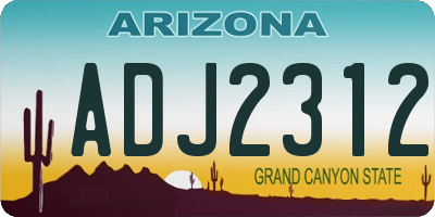 AZ license plate ADJ2312