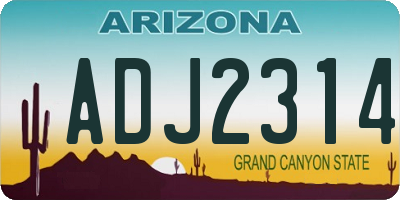 AZ license plate ADJ2314