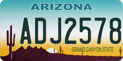 AZ license plate ADJ2578