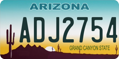 AZ license plate ADJ2754