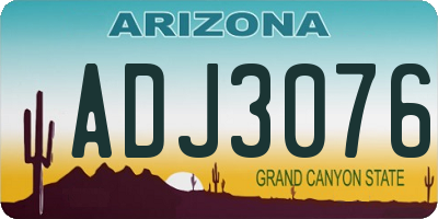 AZ license plate ADJ3076