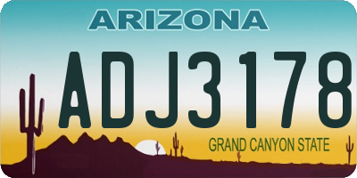 AZ license plate ADJ3178