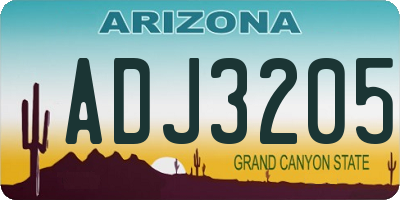 AZ license plate ADJ3205