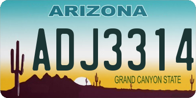 AZ license plate ADJ3314