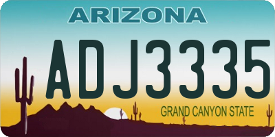 AZ license plate ADJ3335