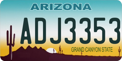 AZ license plate ADJ3353