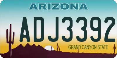 AZ license plate ADJ3392