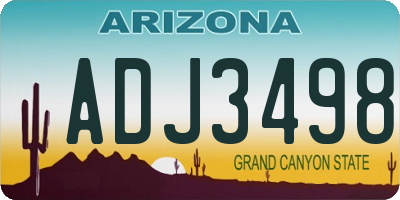 AZ license plate ADJ3498