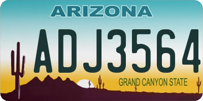 AZ license plate ADJ3564