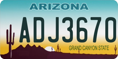 AZ license plate ADJ3670