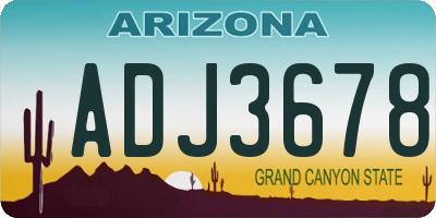 AZ license plate ADJ3678