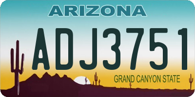 AZ license plate ADJ3751