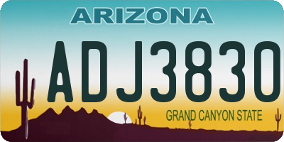 AZ license plate ADJ3830