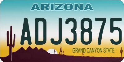 AZ license plate ADJ3875