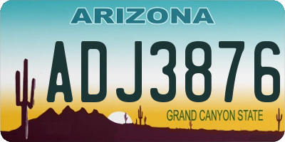 AZ license plate ADJ3876
