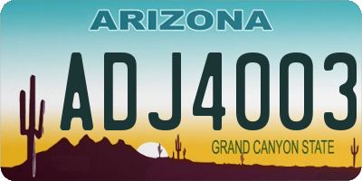 AZ license plate ADJ4003