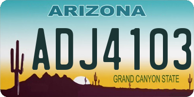 AZ license plate ADJ4103