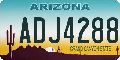 AZ license plate ADJ4288