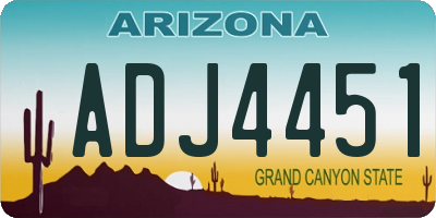 AZ license plate ADJ4451