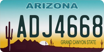 AZ license plate ADJ4668