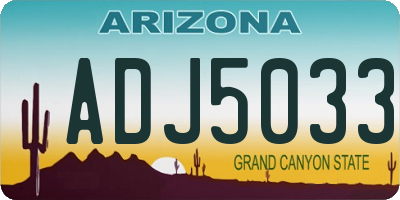 AZ license plate ADJ5033