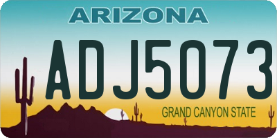 AZ license plate ADJ5073