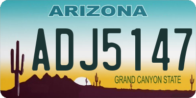 AZ license plate ADJ5147