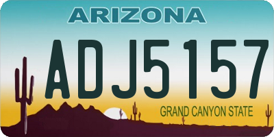 AZ license plate ADJ5157