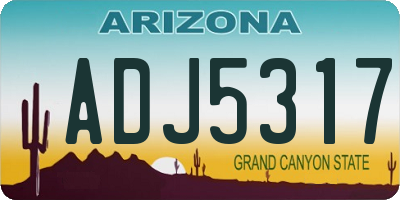 AZ license plate ADJ5317
