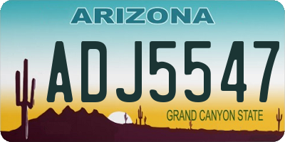 AZ license plate ADJ5547